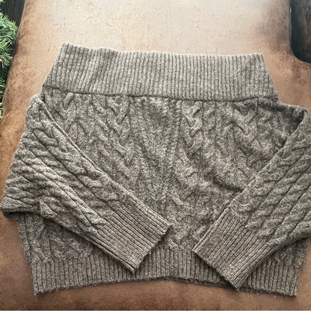 Brownish Gray Cable Knit Women Sweater